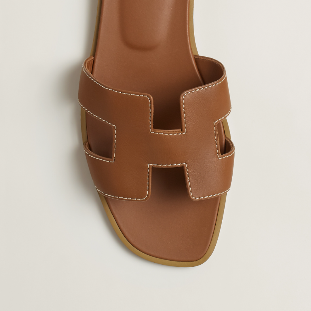 HERMES Oran Sandals Gold